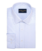 Blue Large Check Spread Collar Non - Iron Broadcloth Dress Shirt - Wilkes & Riley, LLC