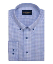 Blue Navy Plaid Button - Down Collar Supima® Non - Iron Cotton Twill Sport Shirt - Wilkes & Riley, LLC