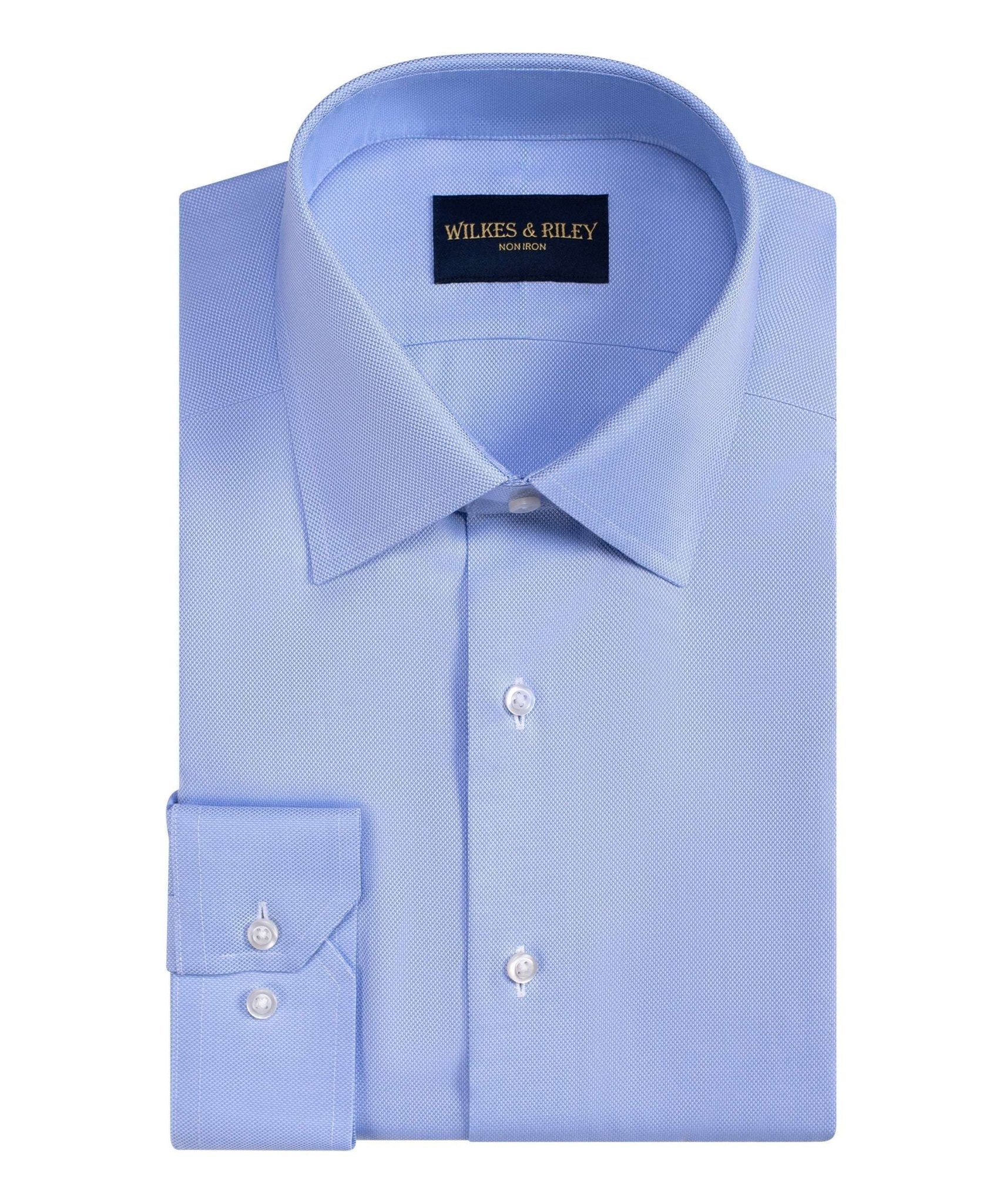 Blue Non - Iron Queens Oxford Dress Shirt - Spread Collar - Wilkes & Riley, LLC