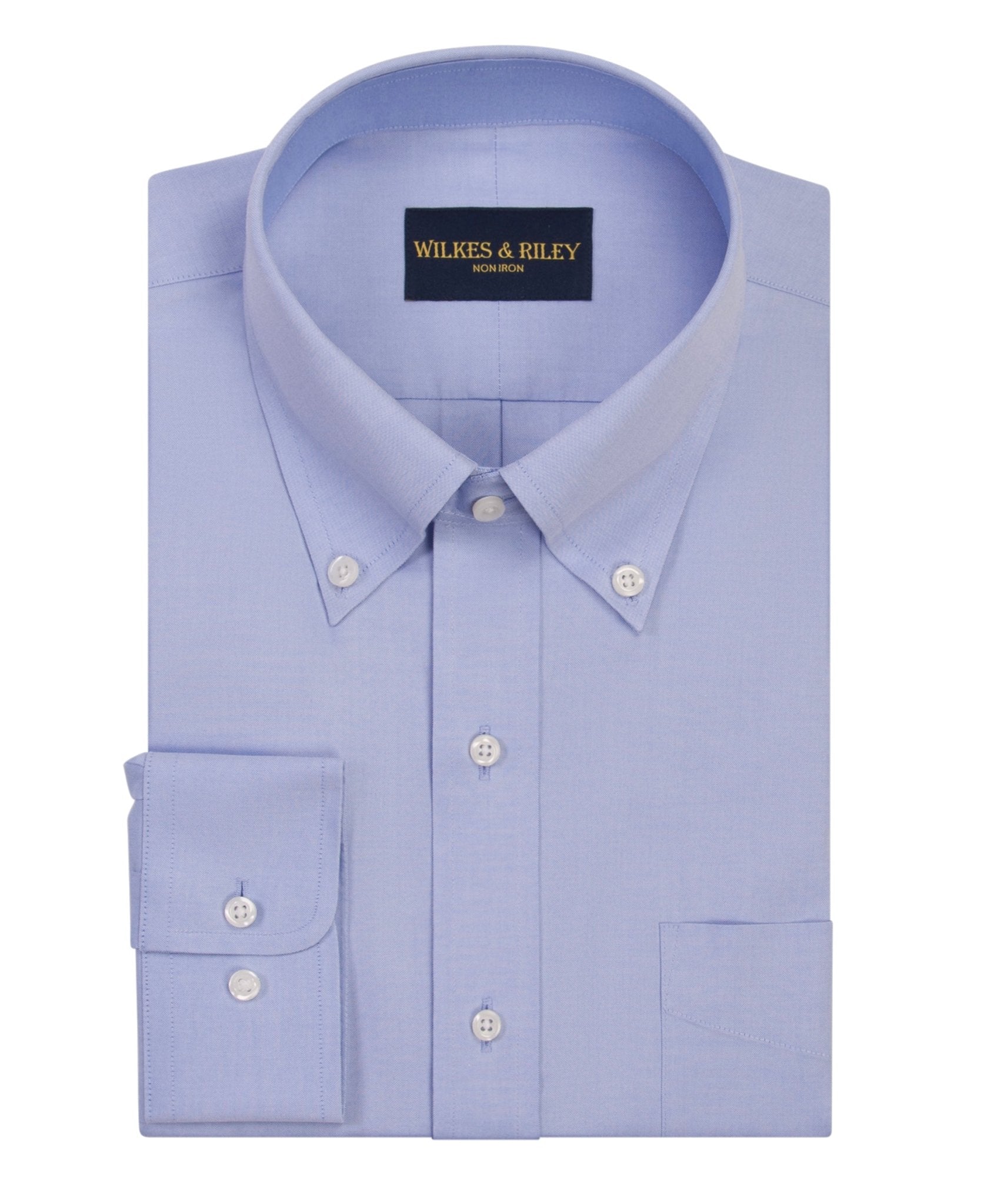 Blue Pinpoint Oxford Non - Iron Dress Shirt - Button - Down - Wilkes & Riley, LLC