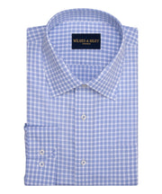 Blue Queens oxford Check Non - Iron Dress Shirt - Spread Collar - Wilkes & Riley, LLC