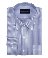 British Navy Pinpoint Oxford Fine Line Non - Iron Dress Shirt - Button - Down - Wilkes & Riley, LLC