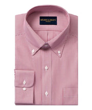 Burgundy Fine Line Button - Down Collar Non - Iron Pinpoint Oxford Dress Shirt - Wilkes & Riley, LLC