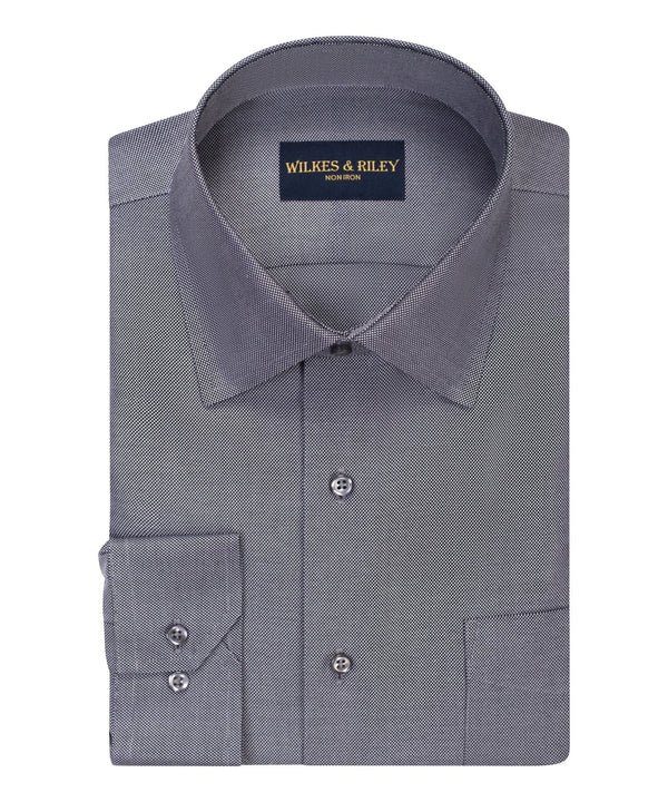 Charcoal Non-Iron Queens Oxford Dress Shirt - Spread Collar