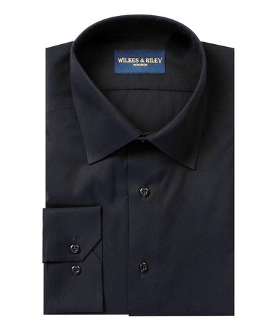 Classic Fit Black Spread Collar Non-Iron Dress Shirt