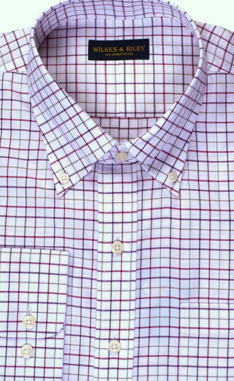 Classic Fit Multi Check Twill Check Button - Down Collar Non - Iron Sport Shirt - Wilkes & Riley, LLC