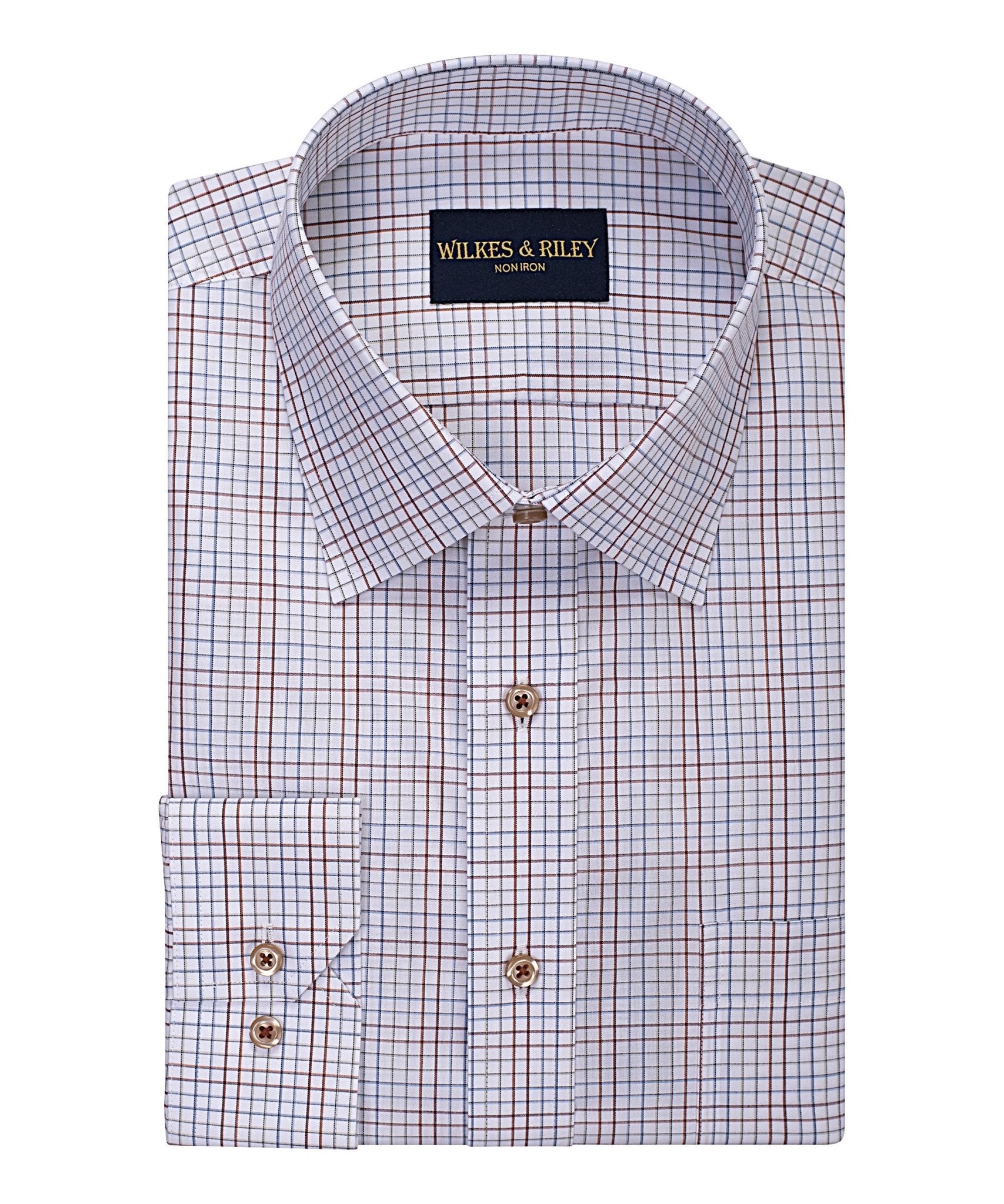 Country Spice Check Spread Collar Non - Iron Dress Shirt - Wilkes & Riley, LLC