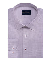 Dk Red Twill Check Spread Collar Non - Iron Dress Shirt - Wilkes & Riley, LLC