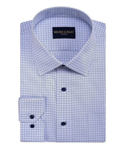 Double Tonal Grid Spread Collar Non-Iron Dress Shirt