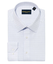 Blue/Lt Blue Tattersall Spread Collar Non-Iron Broadcloth Dress Shirt