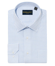 Blue Large Check Spread Collar Non-Iron Broadcloth Dress Shirt