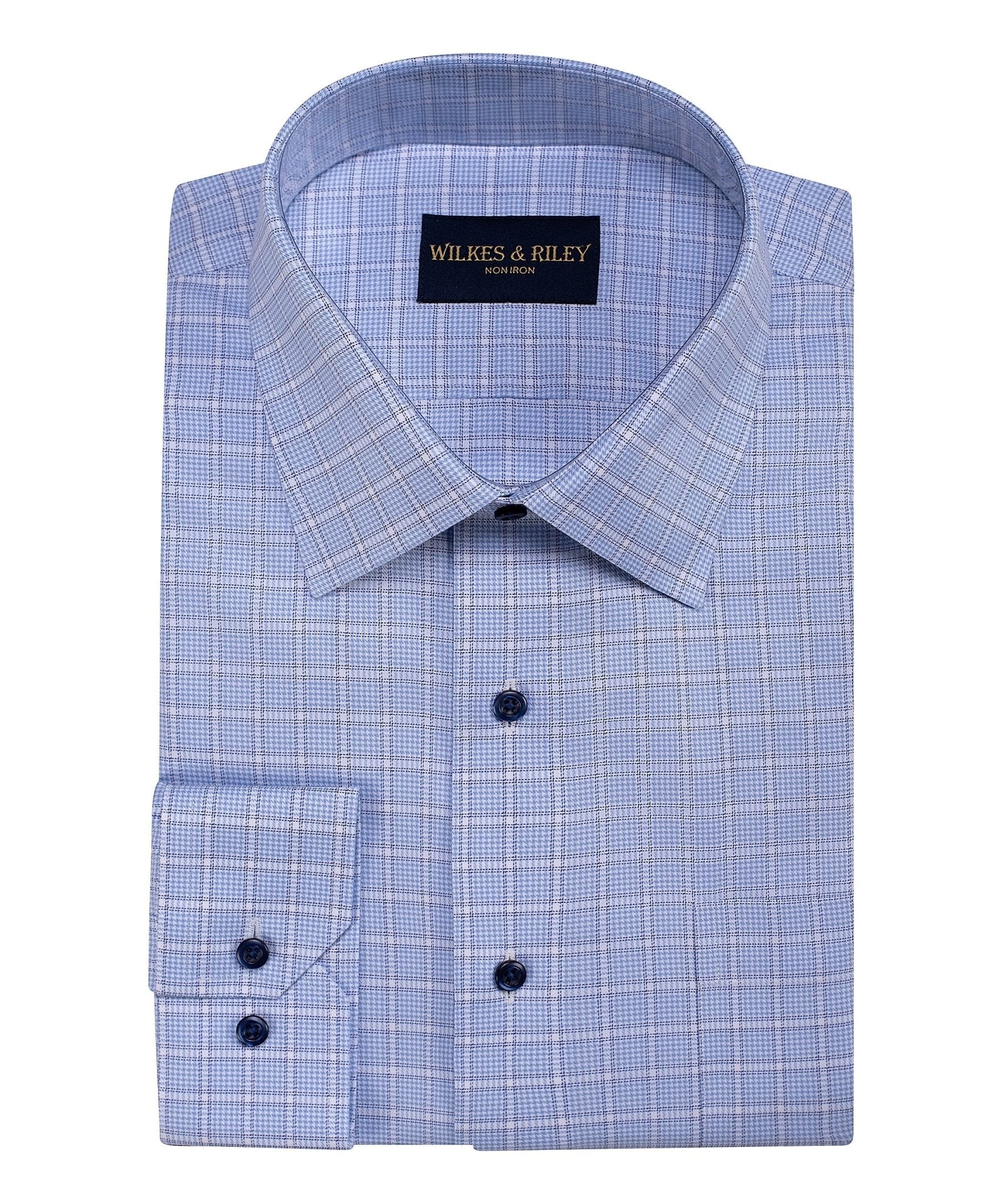 Framed Houndstooth Spread Collar Non - Iron Dress Shirt - Wilkes & Riley, LLC
