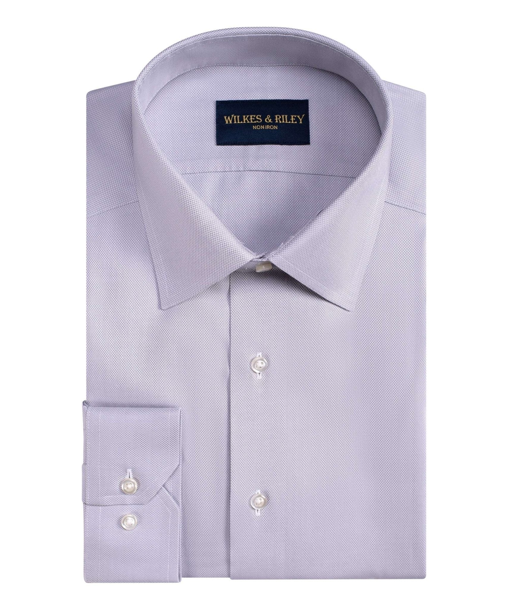 Grey Non - Iron Queens Oxford Dress Shirt - Spread Collar - Wilkes & Riley, LLC