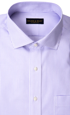 Classic Fit Lavender Bengal Stripe Spread Collar Non-Iron broadcloth Dress Shirt