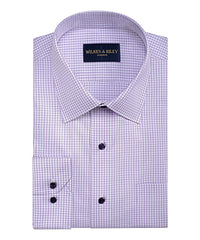 Lavender / Grey Dobby Twill Check Spread Collar Non - Iron Dress Shirt - Wilkes & Riley, LLC