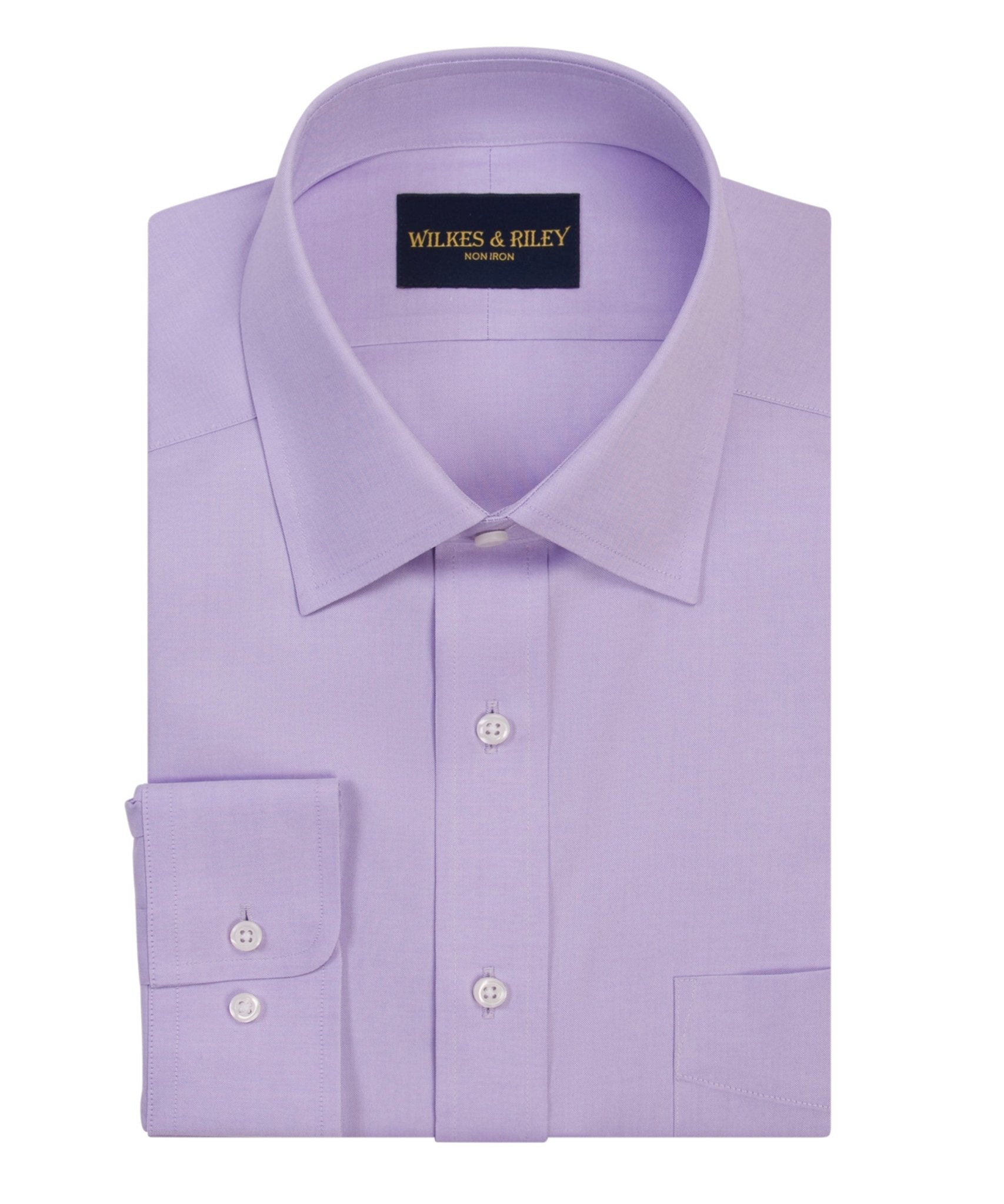 Lavender Pinpoint Oxford Non - Iron Dress Shirt - Spread Collar - Wilkes & Riley, LLC