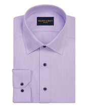 Lavender Spread Collar Non - Iron Herringbone Dress Shirt - Wilkes & Riley, LLC