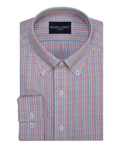 Pink/ Green / Blue Multi Check Button - Down Collar Non - Iron Sport Shirt - Wilkes & Riley, LLC