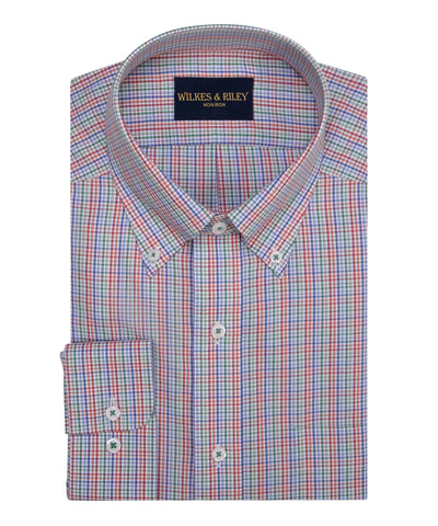 Pink/ Green / Blue Multi Check Button-Down Collar Non-Iron Sport Shirt