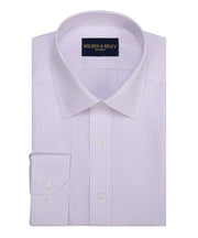 Pink / Navy Stripe Spread Collar Non - Iron Dress Shirt - Wilkes & Riley, LLC