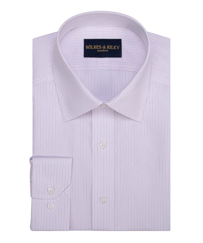 Pink / Navy Stripe Spread Collar Non-Iron Dress Shirt