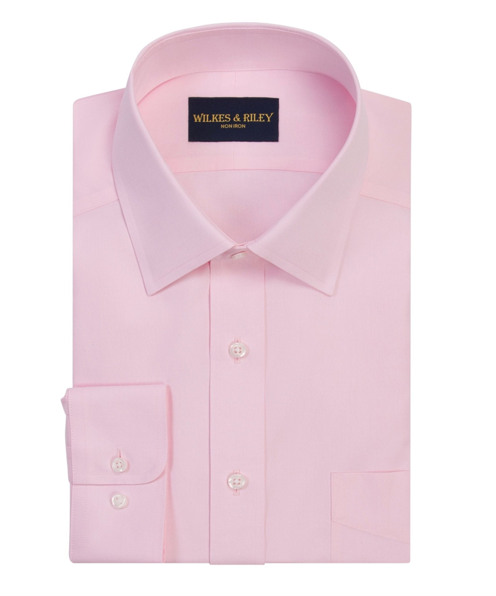 Pink Pinpoint Oxford Non - Iron Dress Shirt - Spread Collar - Wilkes & Riley, LLC