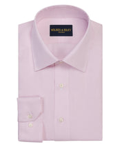 Pink Stripe Spread Collar Non - Iron Twill Dress Shirt - Wilkes & Riley, LLC