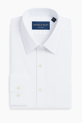 White Pinpoint Oxford Non-Iron Dress Shirt - Point Collar