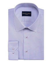 Raspberry & Sky Micro Check Spread Collar Non - Iron Dress Shirt - Wilkes & Riley, LLC