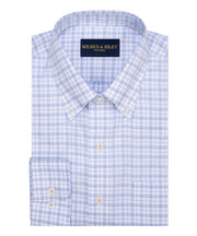 Regular Fit Blue & Sky Twill Check Supima® Cotton Non - Iron Button - Down Collar Sport Shirt - Wilkes & Riley, LLC