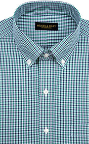 Regular Fit Green / Navy Tattersall check Button - Down Collar Supima® Non - Iron Cotton Broadcloth Sport Shirt (B/T) - Wilkes & Riley, LLC