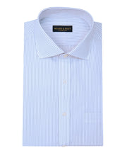 Regular Fit Grey Stripe English Spread Collar Supima® Cotton Non - Iron Broadcloth Dress Shirt - Wilkes & Riley, LLC