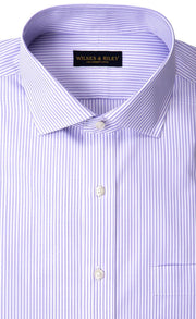 Regular Fit Lavender Bengal Stripe English Spread Collar Supima® Cotton Non - Iron Broadcloth Dress Shirt (B/T) - Wilkes & Riley, LLC