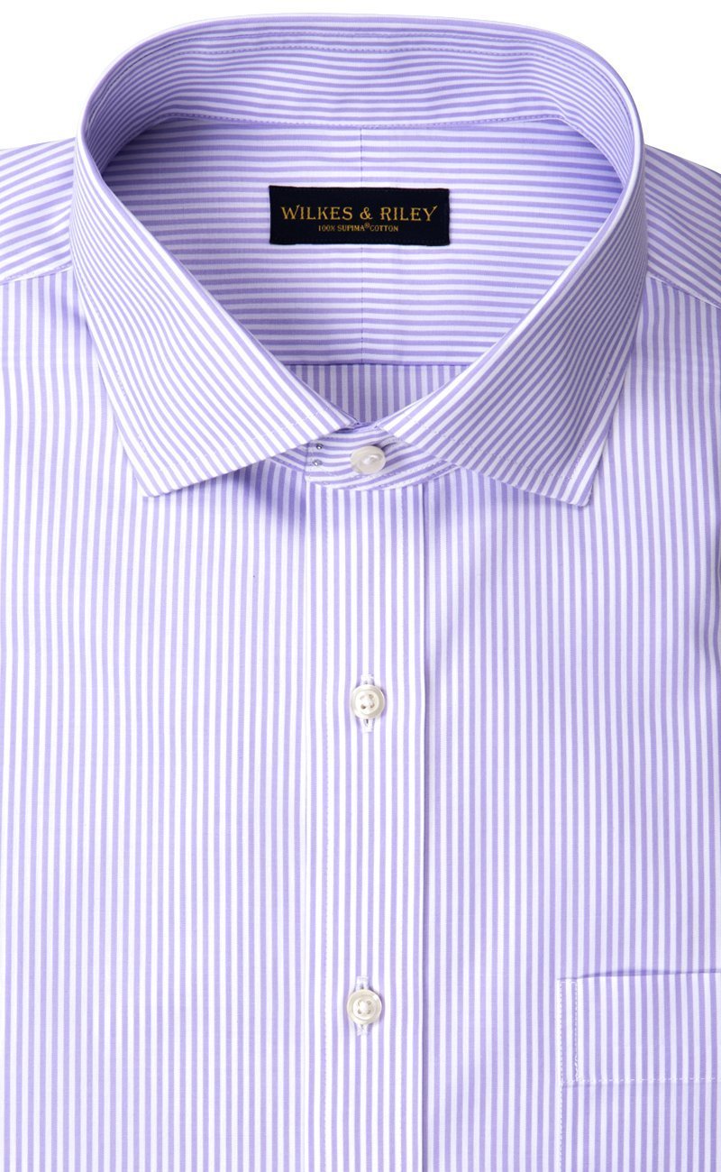 Regular Fit Lavender Bengal Stripe English Spread Collar Supima® Cotton Non - Iron Broadcloth Dress Shirt (B/T) - Wilkes & Riley, LLC