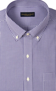 Regular Fit Purple Gingham Button - Down Collar Supima® Cotton Non - Iron Broadcloth Sport Shirt (B/T) - Wilkes & Riley, LLC