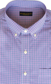 Regular Fit Purple & Navy Check Button - Down Collar Supima® Cotton Non - Iron Broadcloth Sport Shirt (B/T) - Wilkes & Riley, LLC