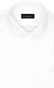 Regular Fit White Solid English Spread Collar Supima® Cotton Non - Iron Pinpoint Oxford Dress Shirt (B/T) - Wilkes & Riley, LLC