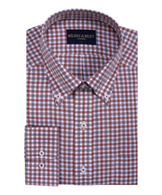 Rust / Grey Twill Check Button - Down Collar Non - Iron Sport Shirt - Wilkes & Riley, LLC