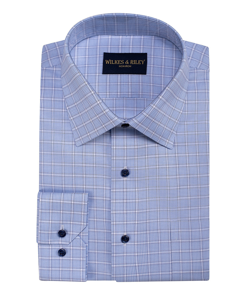 Tailored Fit Framed Houndstooth Spread Collar Non-Iron Dress Shirt