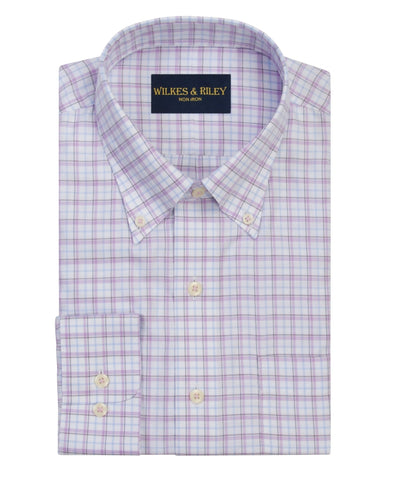 Sky / Lavender Twill Check Button-Down Collar Non-Iron Sport Shirt