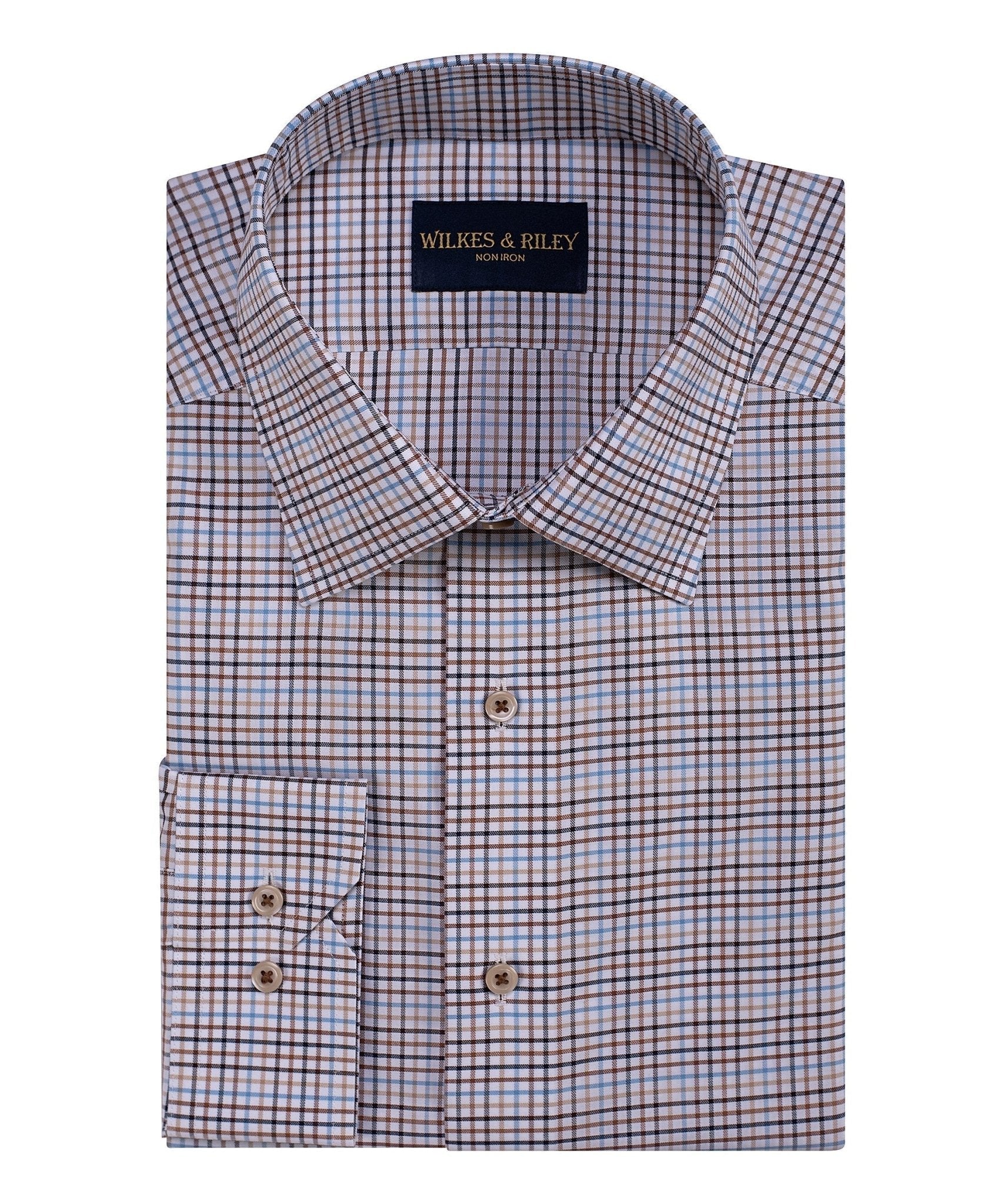 Spice Tattersall Spread Collar Non - Iron Dress Shirt - Wilkes & Riley, LLC