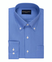 Blue Mini Twill Check Button-Down Collar Non-Iron Sport Shirt
