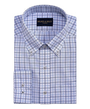 Tailored Fit Blue / Sky Plaid Button - Down Collar Non - Iron Sport Shirt - Wilkes & Riley, LLC