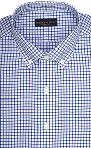 Regular Fit Dark BLue Twill Check Button-Down Collar Supima® Cotton Non-Iron Sport Shirt