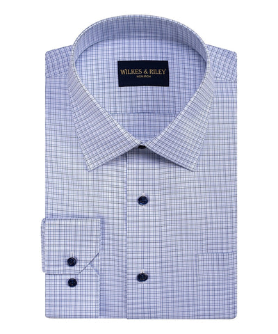 Tailored Fit Double Tonal Grid Spread Collar Non-Iron Dress Shirt