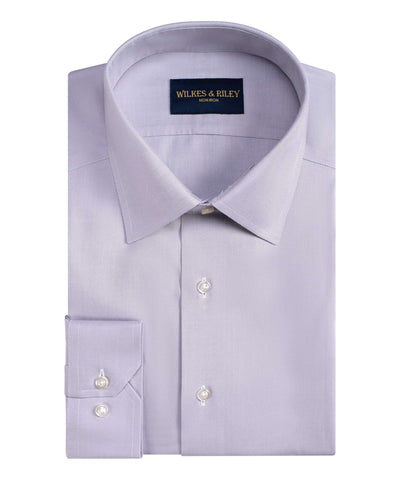Tailored Fit Grey Spread Collar Non-Iron Queens Oxford Dress Shirt