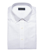 Regular Fit Grey Twill Check Spread Collar Supima® Cotton Non-Iron Dress Shirt