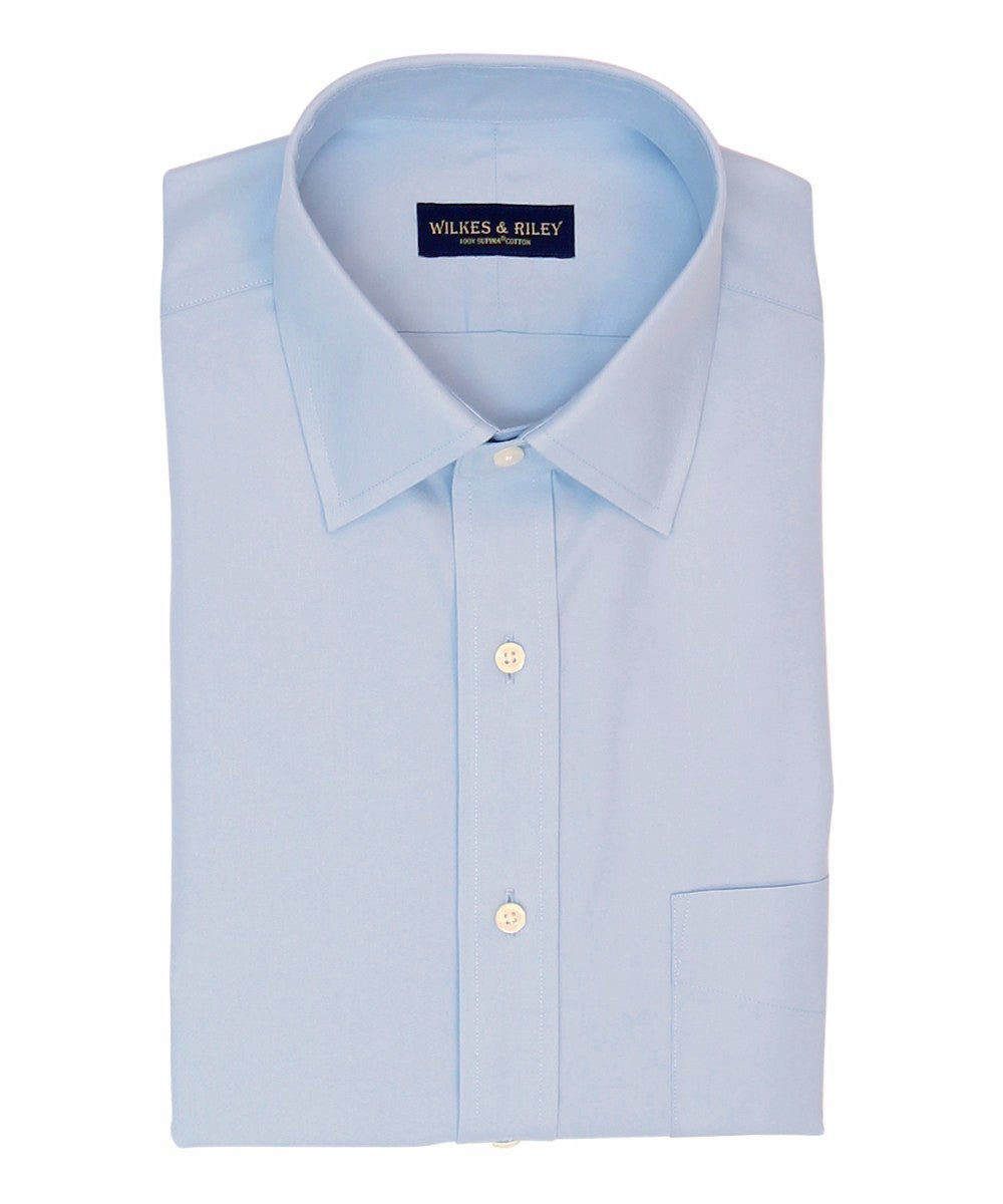Regular Fit Light Blue Solid Spread Collar Supima® Cotton Non-Iron Pinpoint Oxford Dress Shirt