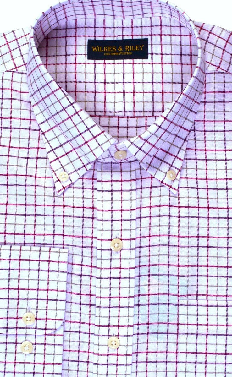 Tailored Fit Multi - Check Multi Twill Button - Down Collar Non - Iron Sport Shirt - Wilkes & Riley, LLC
