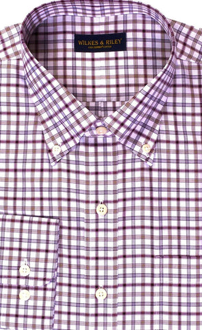 Classic Fit Olive Multi Twill Plaid Button-Down Collar Non-Iron Sport Shirt